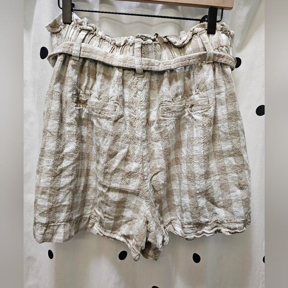 A New Day Target checkered super high rise paperbag linen blend shorts large - Picture 2 of 10